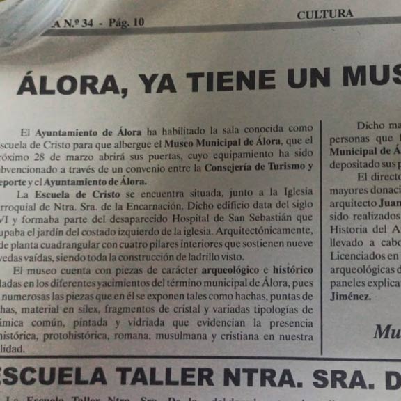 Recorte del diario de Álora